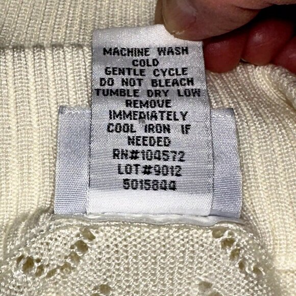 BFA Classics Sweater Open Weave Top Dolman Short Sleeve Ivory Trendy Size Medium - Picture 5 of 5